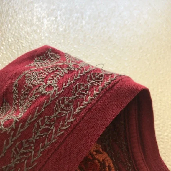 Johnny Was Burgundy Floral Embroidered Top - Picture 8 of 13